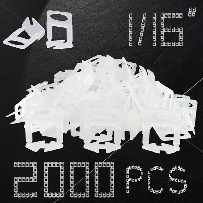Tile Leveling System Clips 1/16 Inch 2000pcs Tile Leveling Spacer DIY Tiles Leveler Spacers 1.5mm Tile Tools Set Tile Leveling System for Professional Ceramic Stone Installation