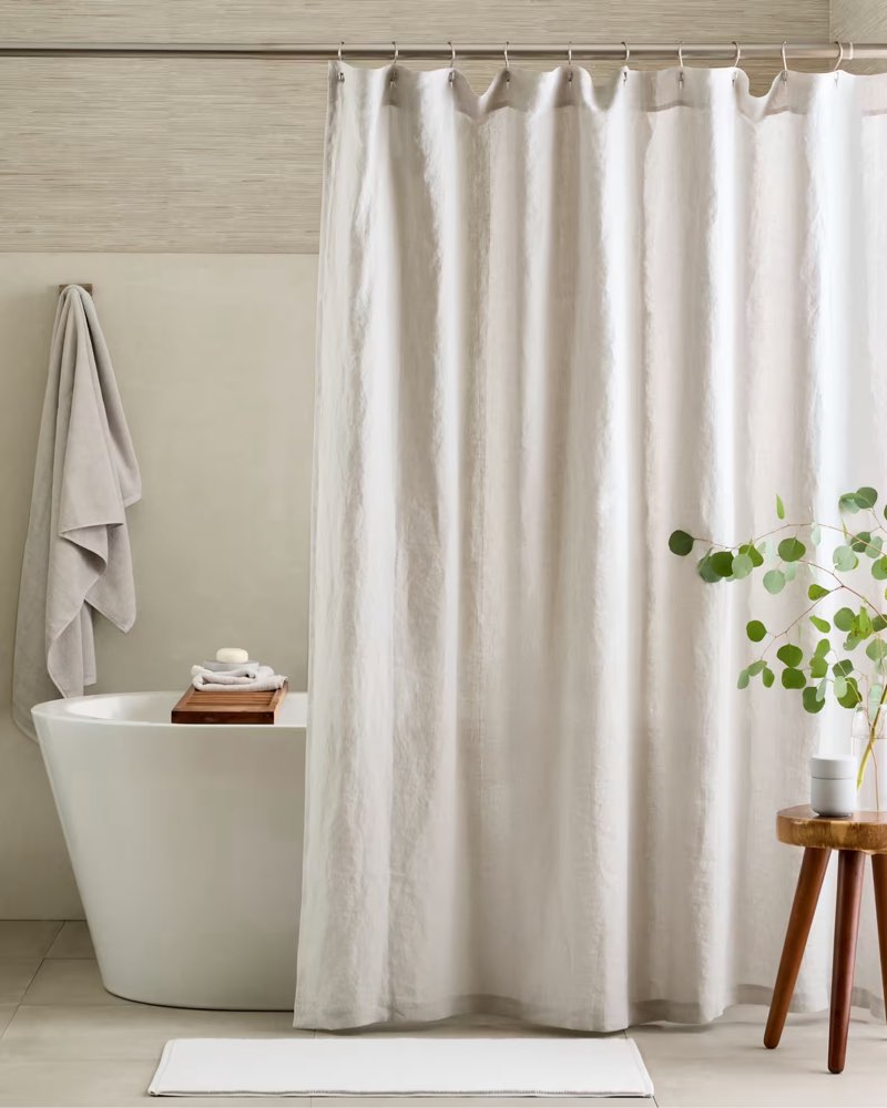 quince european linen shower curtain 72x72 color light grey