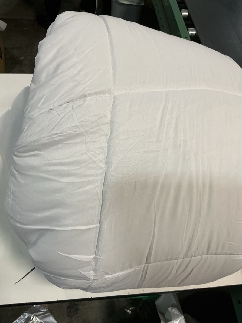 Condition photo showing As Is for Winter Extra Warm White Cal King Size Down Alternative Comforter, Heavyweight All Season Fiberfill Comforter Duvet Insert 108x98 with Corner Tabs - Ultra Soft Brushed Microfiber Shell Heavyweight - Cal King Solid White