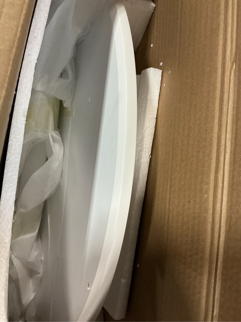 Condition photo showing Good Condition for 27.3" Tulip Dining Table, White, Perfect for 2-4 People, Mid-Century Modern Style, Round MDF Top with Sturdy Base for Dining Room, Living Room, Cafe 70cm