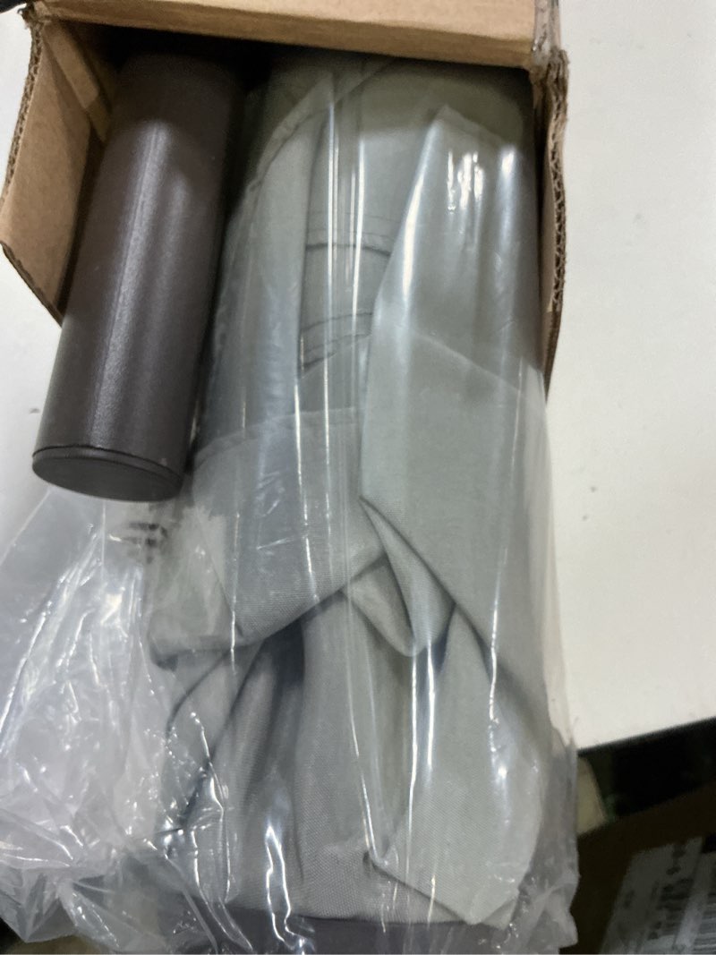 Condition photo showing New/Like New for jearey 6.5x10 ft rectangular patio umbrellas rectangle outdoor umbrella with push button tilt and crank, market table umbrella 6 sturdy ribs uv protection for poolside garden backyard deck, foggy gray 6.5x10ft foggy gray