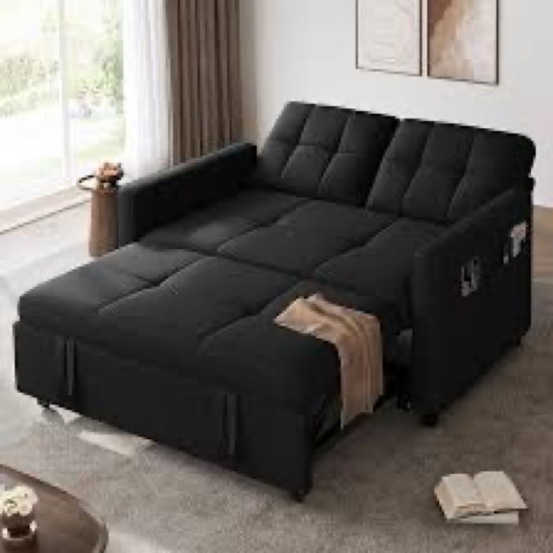 dwvo 55\" convertible sofa bed, 3-in-1 sleeper sofa with pull-out couch, velvet futon couch with adju