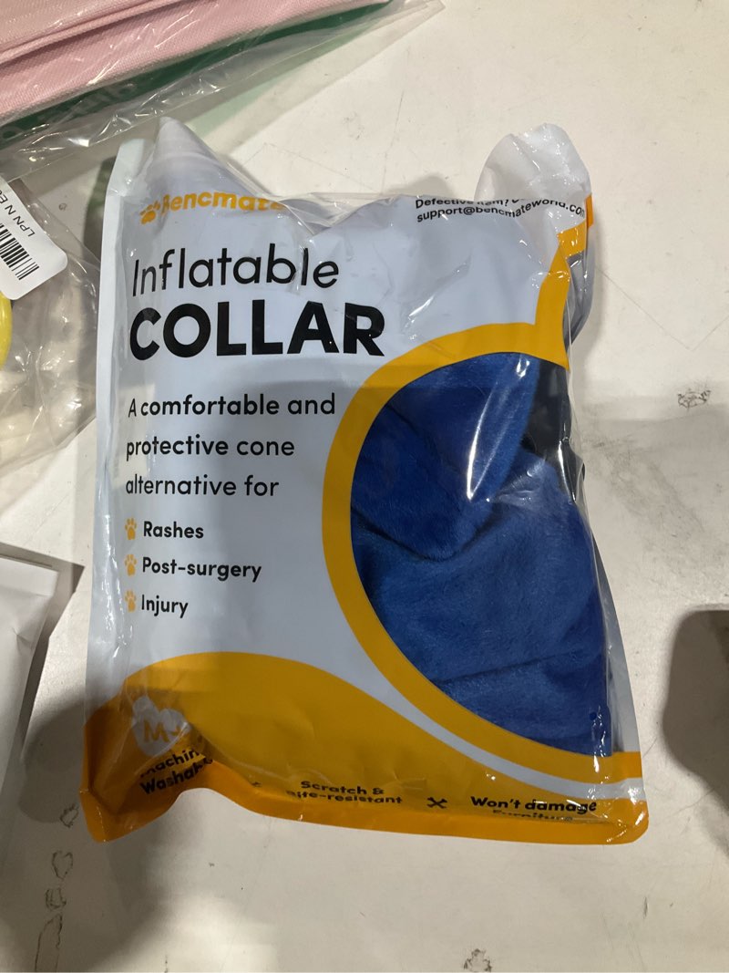 Condition photo showing As Is for bencmate inflatable dog cone collar alternative, soft dog cone for small medium large dogs and cats, neck recovery ecollar donut collar after surgery (medium+, blue) blue medium+ [neck:11"-14"]