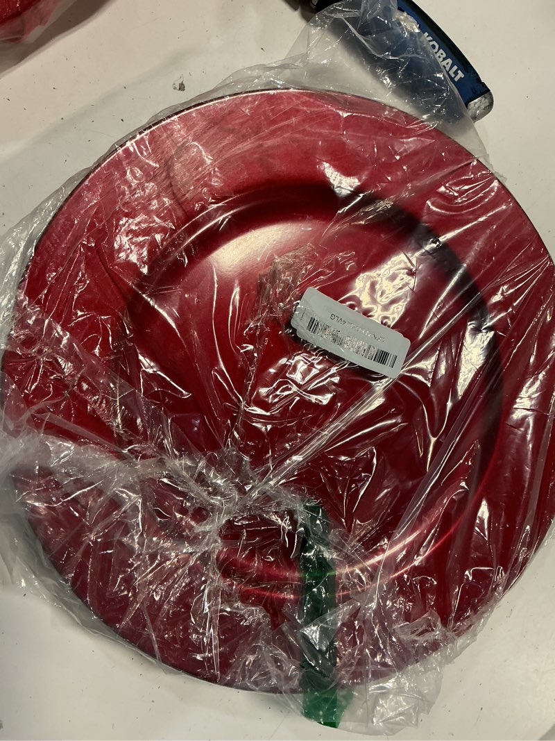 Condition photo showing Good Condition for red charger plates, set of 6 serving charger plate for dinner table, wedding, events plate chargers - 13 inch red 6pcs