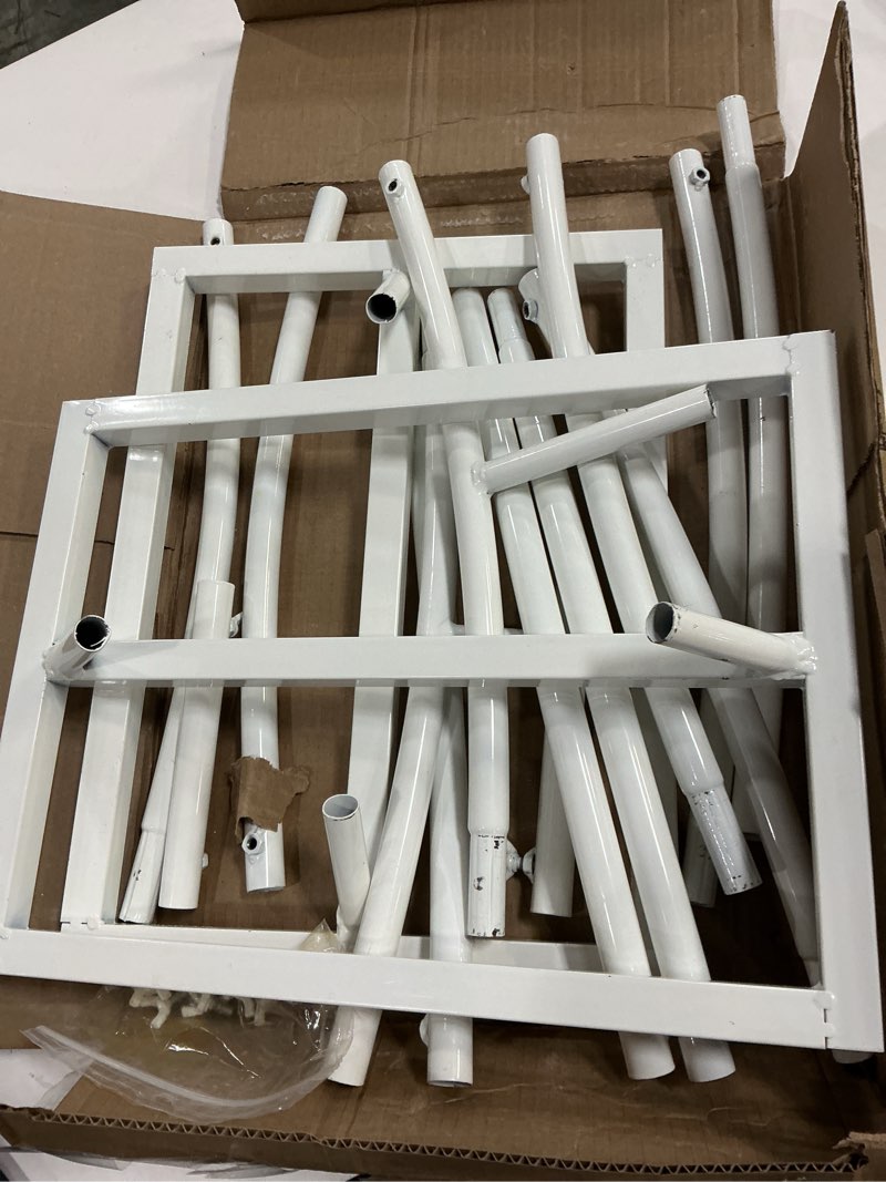 Condition photo showing As Is for ((Similar))2PCS Curved Large Wedding Arch Backdrop Stand, White Metal Balloon Arch Stand for Ceremony Birthday Party, Wedding Flower Arch Stand Balloon Stand Wedding Decor Baby Shower Decorations