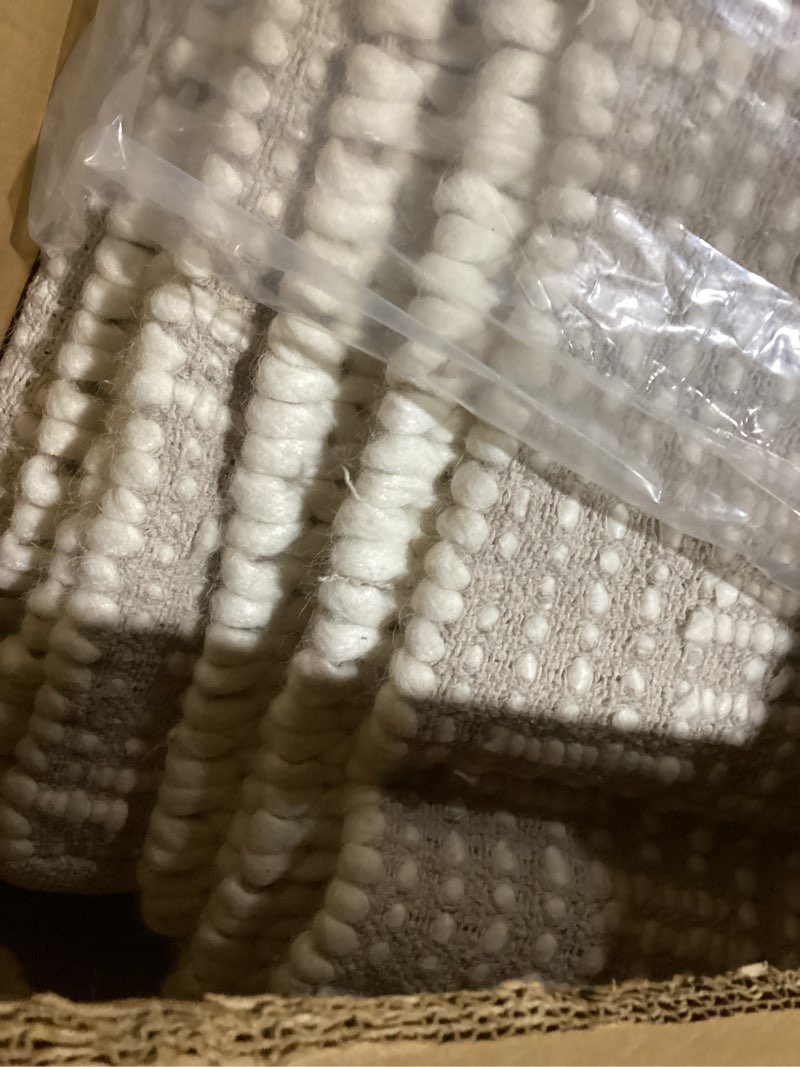 Condition photo showing Good Condition for frelish decor wool cotton area rug for living room and bedroom, 9'x12' handwoven braided chunky knit cable rugs, farmhouse contemporary area rug: wool ivory premium wool ivory premium 9' x 12' (rectangular)