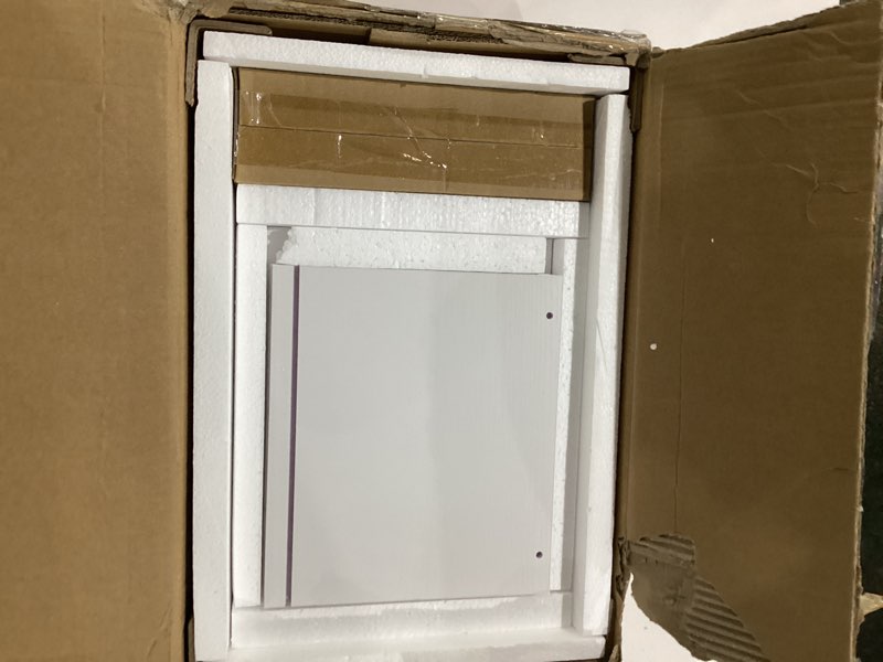 Condition photo showing Good Condition for narrow bathroom storage cabinet with 2 doors and shelves, 9.8" w small storage cabinet for toilet paper storage, slim cabinet for small spaces, bathroom, kitchen, 9.8" w × 7.9" d × 29.5" h, white white wood