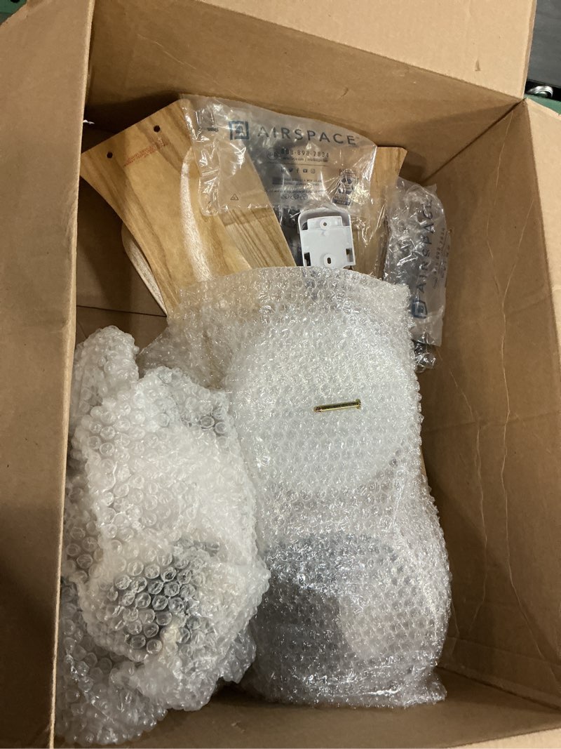 Condition photo showing As Is for 42 Inch Natural Wood Ceiling Fan with Lights and Remote, 3-Blade Outdoor/Indoor Fan for Patio and Living Room, Noiseless Reversible DC Motor, Modern Farmhouse Style