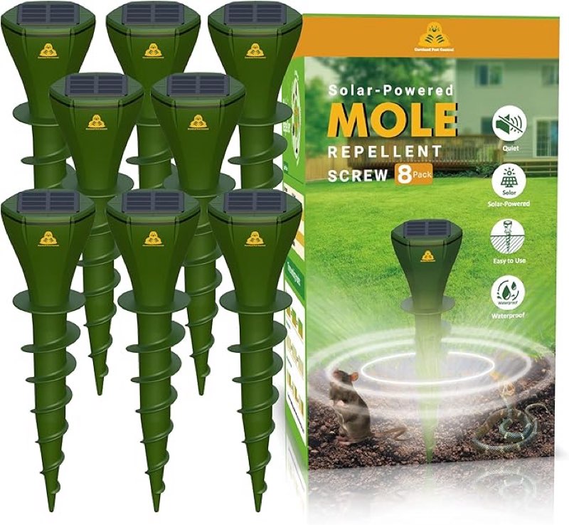 Mole Repellent for Lawns Gopher Screw Repeller Solar Powered Outdoor Groundhog Deterrent Vibration S