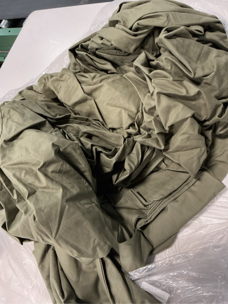 Condition photo showing Good Condition for organic crisp percale fitted sheet set, queen, dusty olive