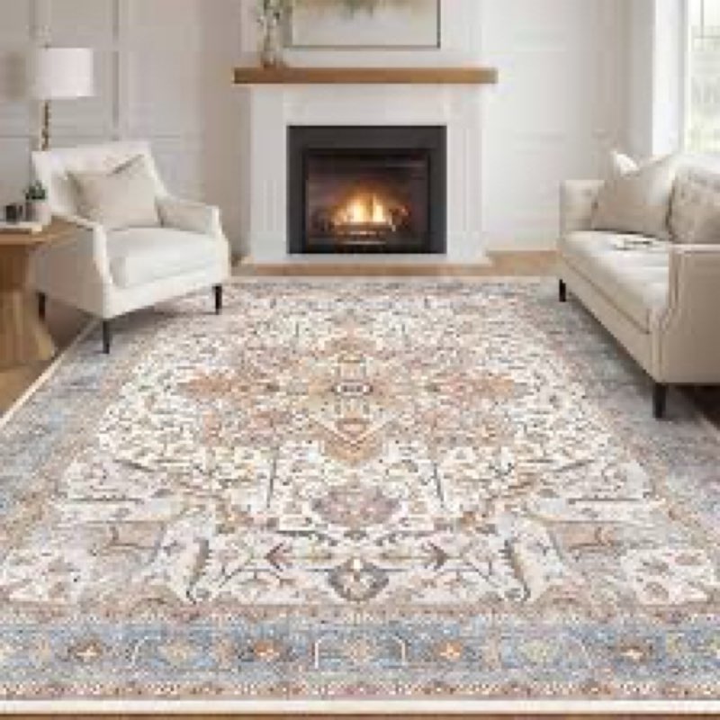 Tortania Area Rug Living Room Rugs - 9x12 Washable Boho Rug Vintage Oriental Distressed Farmhouse La