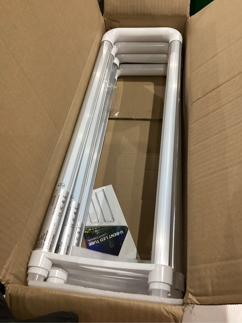 Condition photo showing Good Condition for Romwish U Shaped LED Tube Lights, T8 T12, 18W(40W Equiv.), 6000K Super Bright, 2000LM, Fluorescent Light Tube Replacement, Ballast Bypass, Dual-Ended Powered, Clear Cover, 4 Pack 6000k 4 Pack