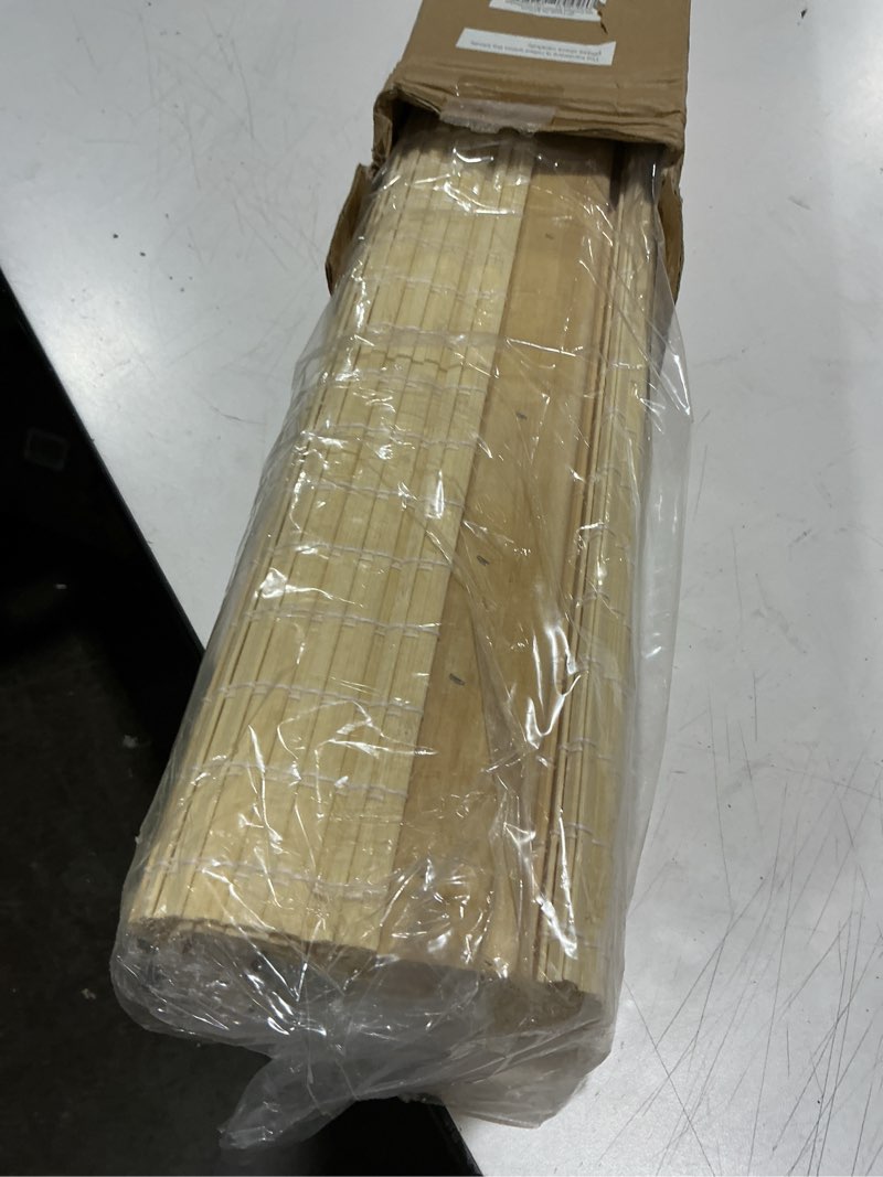 Condition photo showing Good Condition for LazBlinds No Tools No Drill Cordless Bamboo Roman Shades, Privacy Window Treatment, Roll Up Bamboo Blinds for Windows 39'' W x 64'' H, Natural Privacy-natural 39" W x 64" H