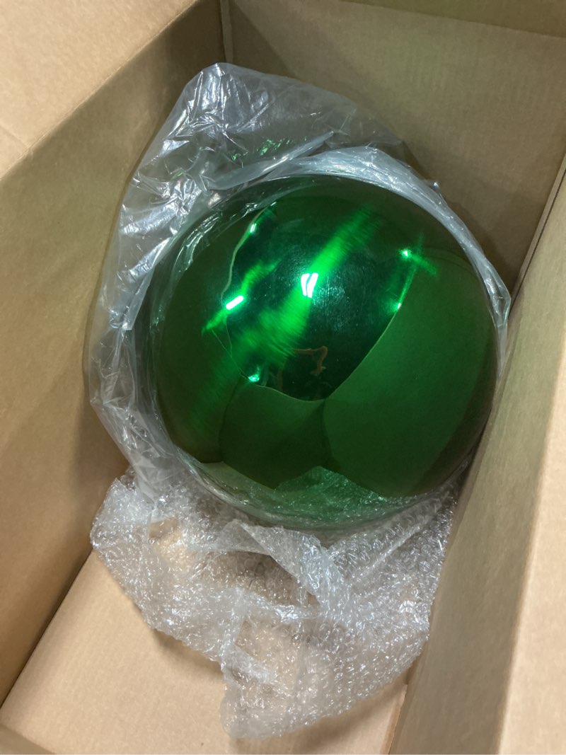 Condition photo showing As Is for (Incomplete,only 1 ball)Jerify 2 Pcs 12\" Large Christmas Ball Ornaments Giant Shiny Plastic Christmas Ball Outdoor Shatterproof Water Resistant Ball Decorations for Holiday Party Xmas Tree(Green)