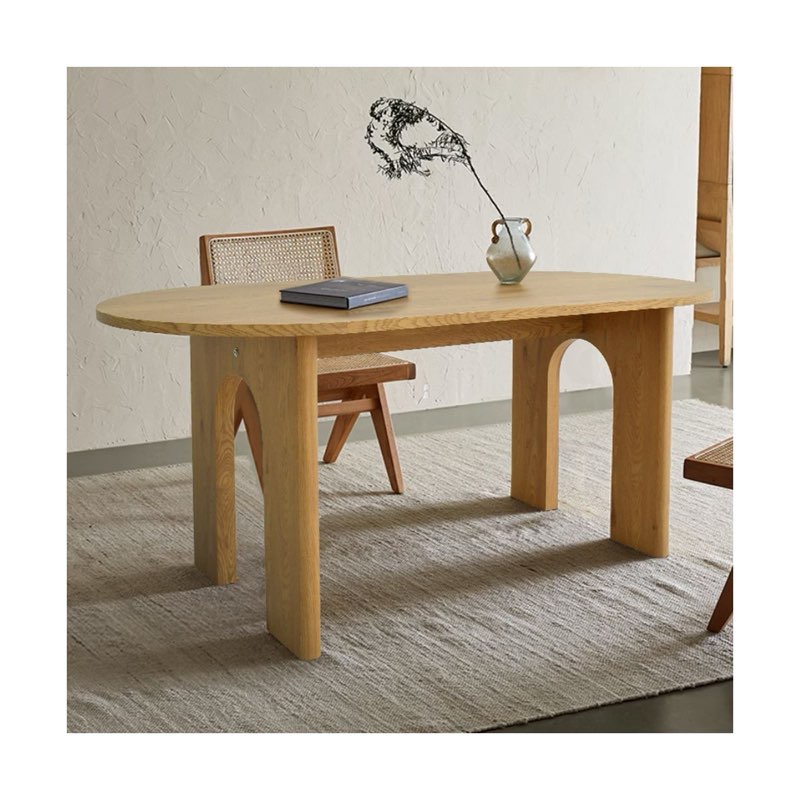 (Incomplete only top )67" Modern Dining Table with Arched Legs, Oval Kitchen Dining Table for 6-8 Person, Sturdy Rectangular Base - Maison Boucle