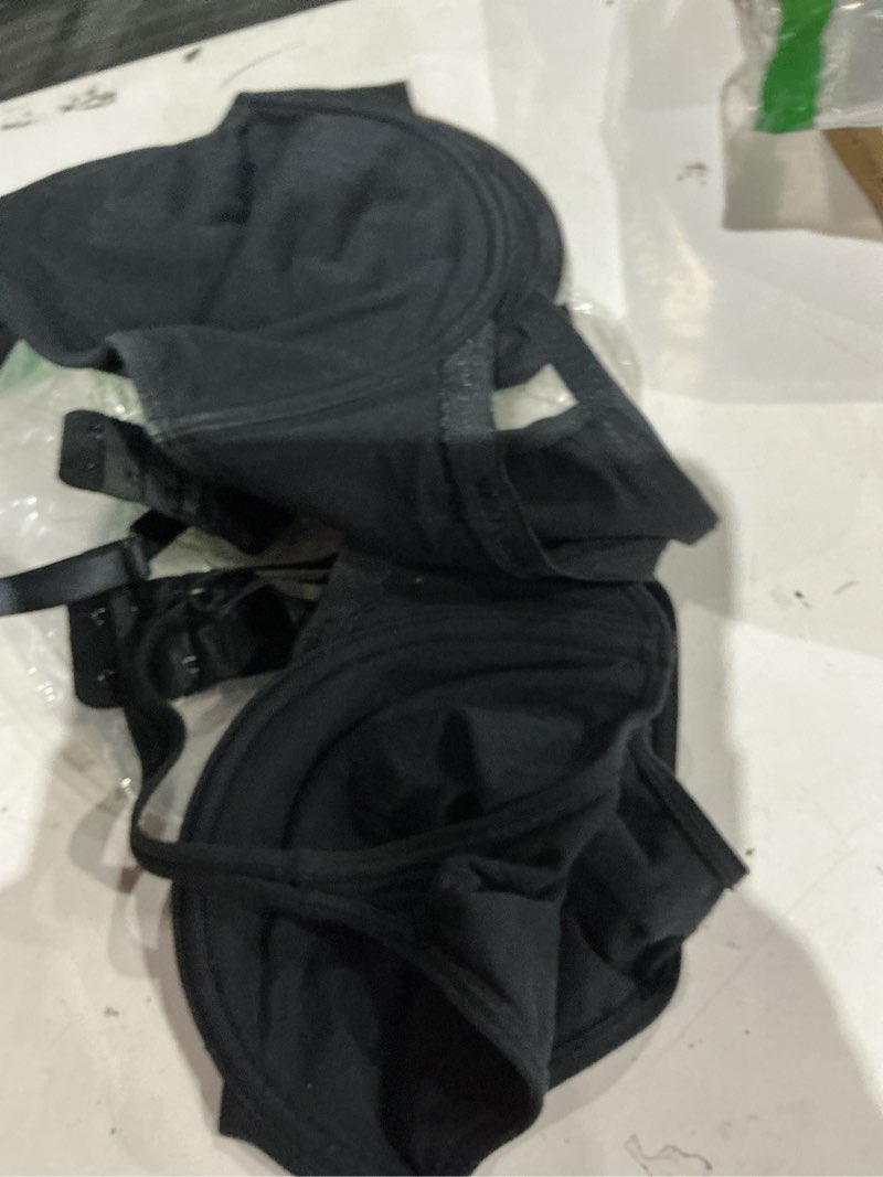 Condition photo showing As Is for fruit of the loom women's unlined underwire bra - cotton & spandex blend for natural shape and flexibility 2 black hue/black hue 38d