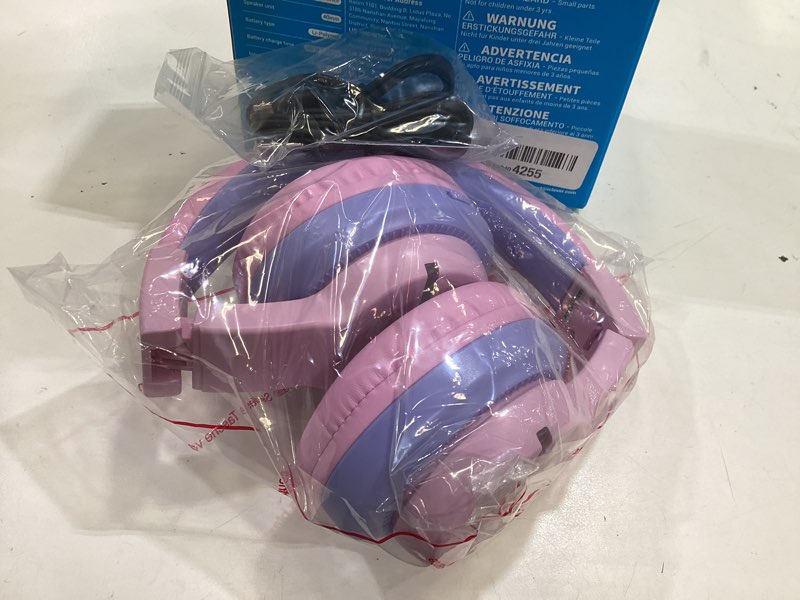 Condition photo showing Good Condition for iclever bth12 kids bluetooth headphones,colorful led lights,74/85dba safe volume,85h playtime,bluetooth 5.2,over ear headphones built-in mic for ipad/tablet/airplane,blossom pink a-pink