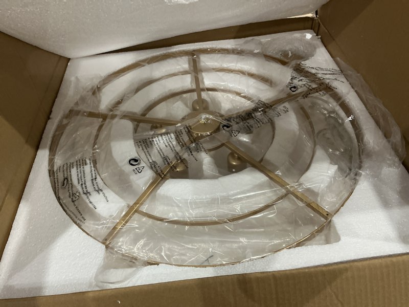 Condition photo showing New/Like New for hlmrchen 24" capiz shell chandelier, 5 light gold dining room light fixture modern coastal chandeliers for bedroom bathroom kitchen and foyer(white seashell lighting fixtures) gold white 5 light capiz shell chandelier