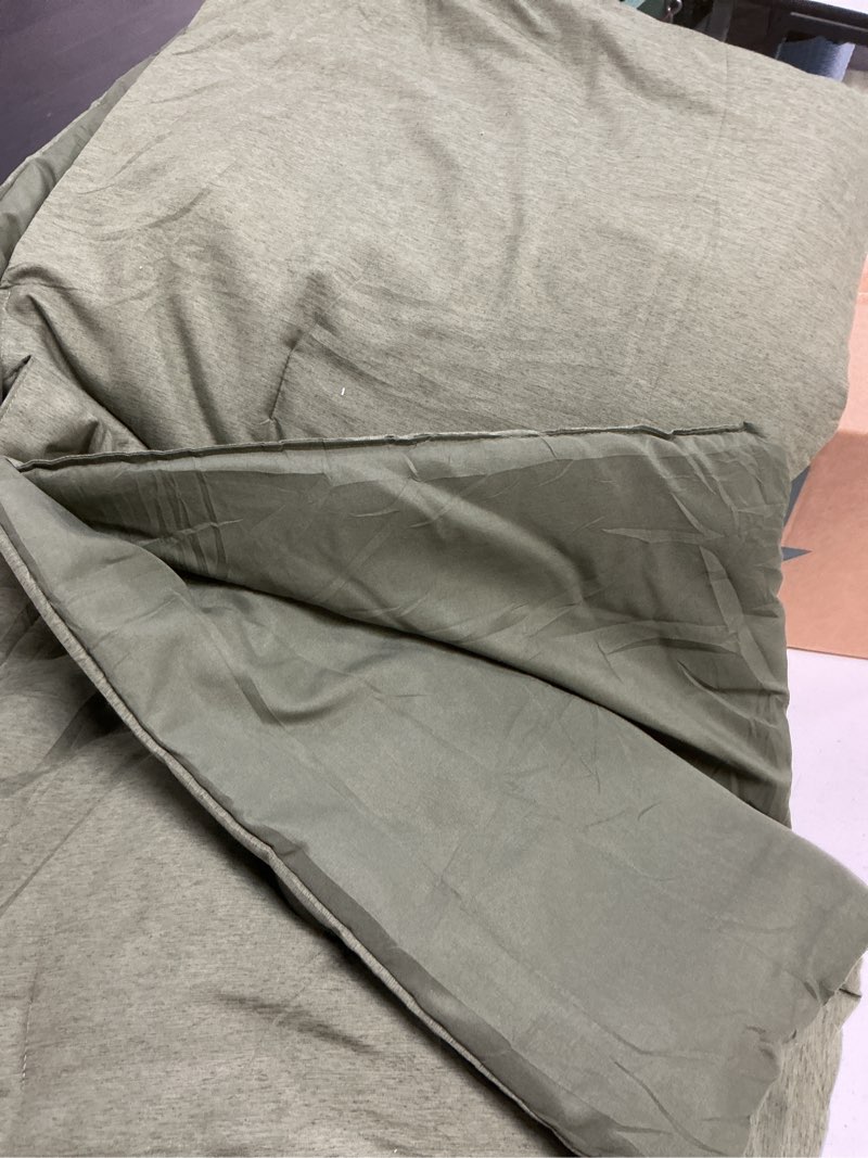 Condition photo showing As Is for monbix queen comforter set - 7 pieces cationic dyeing olive green bed in a bag queen bedding sets with comforter, sheets, pillowcases & shams, reversible bedding comforters sets olive green 7piece-queen(90”x90'')