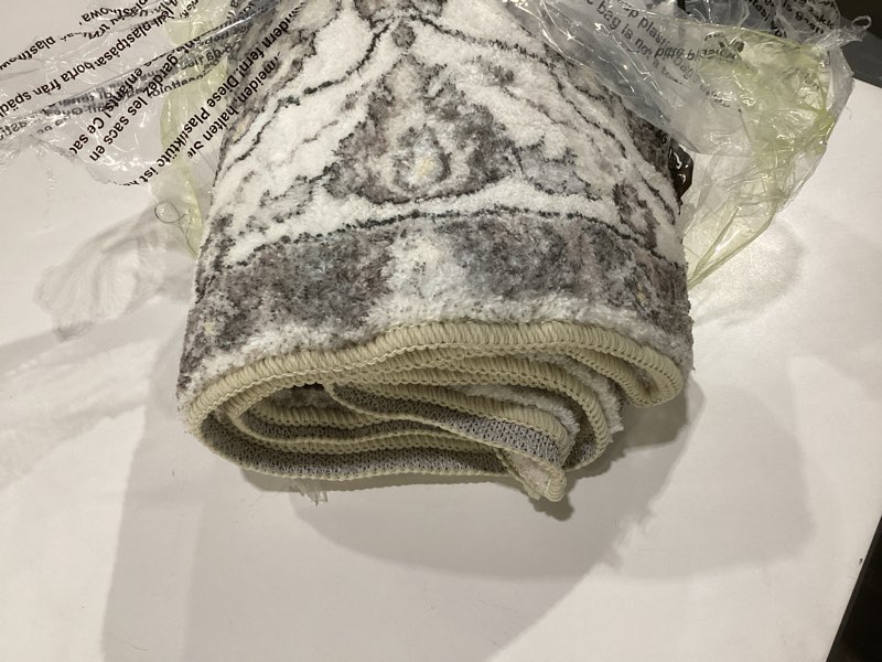 Condition photo showing As Is for hebe washable area rug - 2'x3' non slip soft distressed medallion bedroom boho living room accent throw vintage entry floor carpet for dining room bathroom entryway beige 2' x 3' (rectangular)