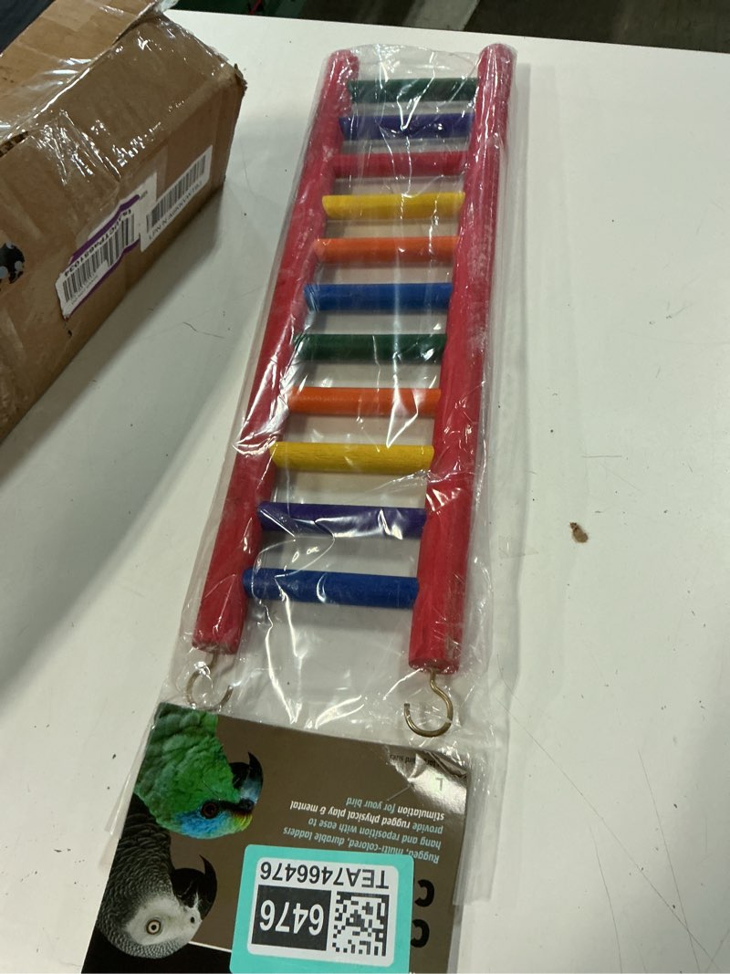 Condition photo showing Good Condition for prevue pet products 11-rung wood bird ladder - accessories for all pet bird sizes, hanging birdcage toy for climbing, foot exercise, beak use, mental enrichment, and interactive play