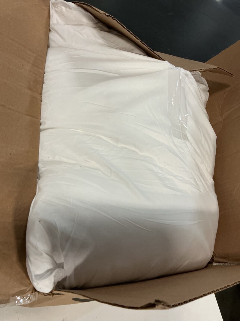 Condition photo showing As Is for amazon basics down alternative bed pillows and pillow protector case set, medium density, standard size 26" x 20", hypoallergenic, microfiber, washable, white, 2-pack standard (2 pillows + 2 protectors) medium pillows + protectors