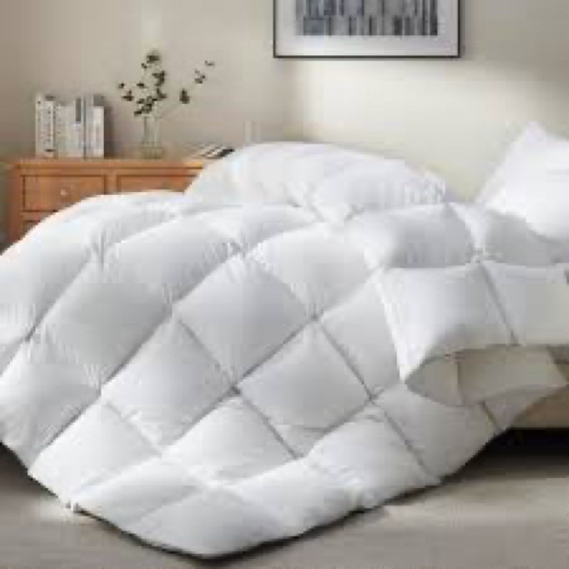ubauba goose feather down fiber comforter king size - all season white fluffy duvet insert - luxurio