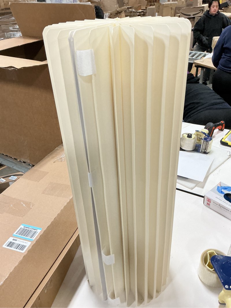 Condition photo showing As Is for Wedding Centerpieces Cardboard Vases Foldable Cardboard Centerpiece Display Cylinder Pedestal Stands Dessert Table Columns Display with Acrylic Lid for Wedding Party Garden Decoration