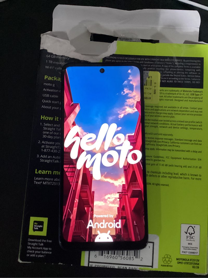 Condition photo showing New/Like New for working verified straight talk motorola moto g 2025, 5g, 64gb, blue - prepaid smartphone [locked to straight talk]
