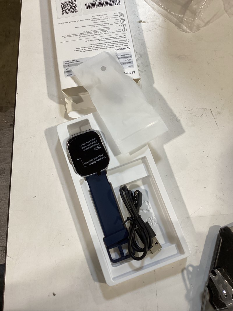 Condition photo showing Good Condition for smart watch with alexa built-in, 1.83" hd touchscreen fitness tracker with bluetooth calling, fitness watch with heart rate/sleep monitor/120+ sports, ip68 waterproof smartwatch for android ios, blue