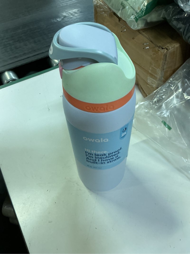 Condition photo showing As Is for owala freesip insulated stainless steel water bottle with straw for sports, travel, and school bpa-free sports water bottle, 32 oz, beach house beach house 32 ounces