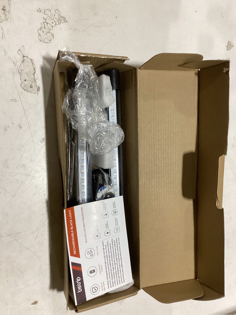 Condition photo showing As Is for bstrip battery powered black light, rechargeable blacklight, cordless 395nm light glow party, halloween, body painting, 2 packs