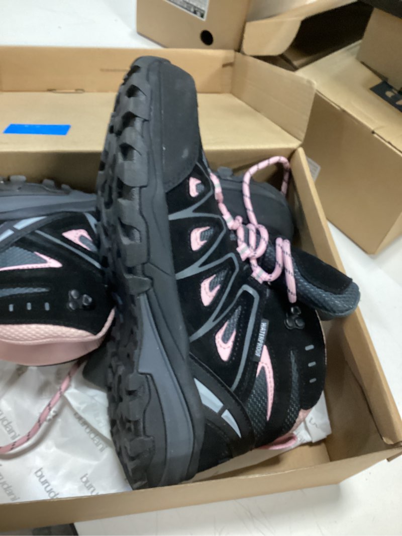 Condition photo showing Good Condition for nortiv 8 women's waterproof hiking boots low top lightweight outdoor trekking camping trail hiking boots black pink size 8.5 m us snhb211w
