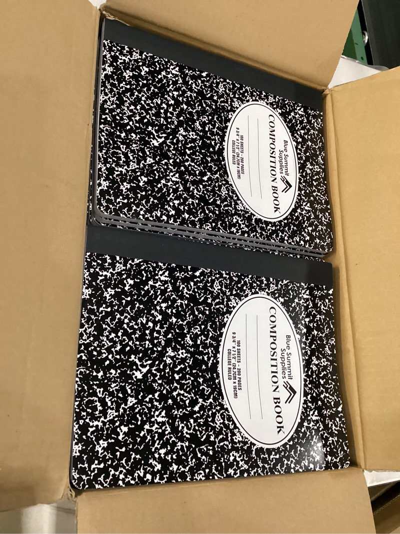 Condition photo showing New/Like New for Blue Summit College Ruled Composition Notebook Bulk, Marble Black and White Composition Notebooks 100 Pages, College Ruled, 48 Bulk Pack 48 Pack College Ruled