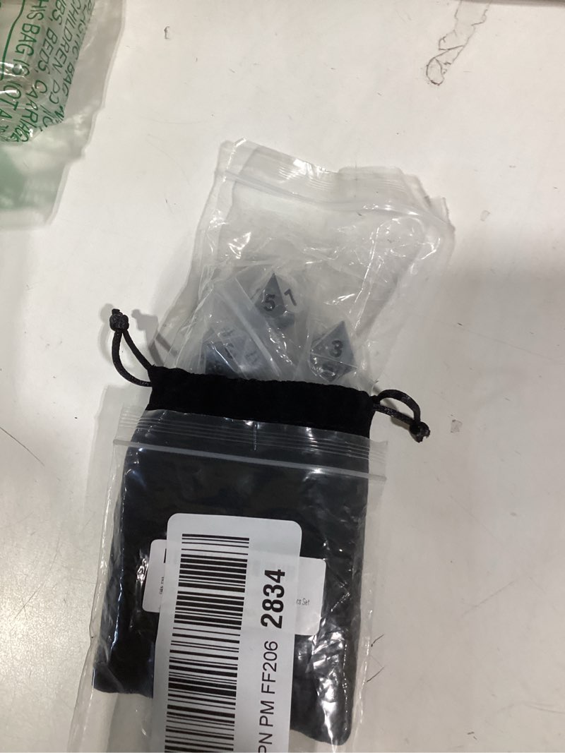 Condition photo showing Good Condition for Bescon Super Shiny Gloss Silver Metal 7pcs Polyhedral Dice Set, Chrome Metal RPG Game Dice 7pcs Set