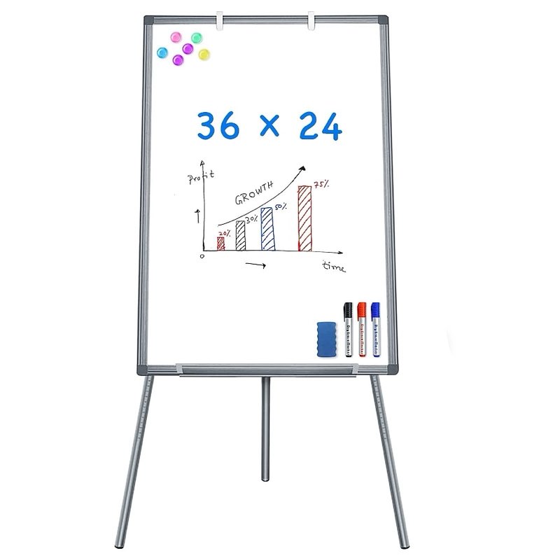 Easel Whiteboard, 36" x 24" Portable Magnetic Dry Erase Board with Stand, Tripod Height Adjustable F