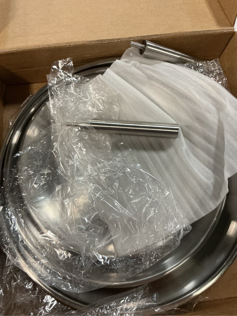 Condition photo showing As Is for 3 tier silver metal cupcake stand holder,stainless steel cup cake stand tower with tiered serving tray and base for parties,weddings,birthdays and any festivals and celebrations(with base) silver (with base)
