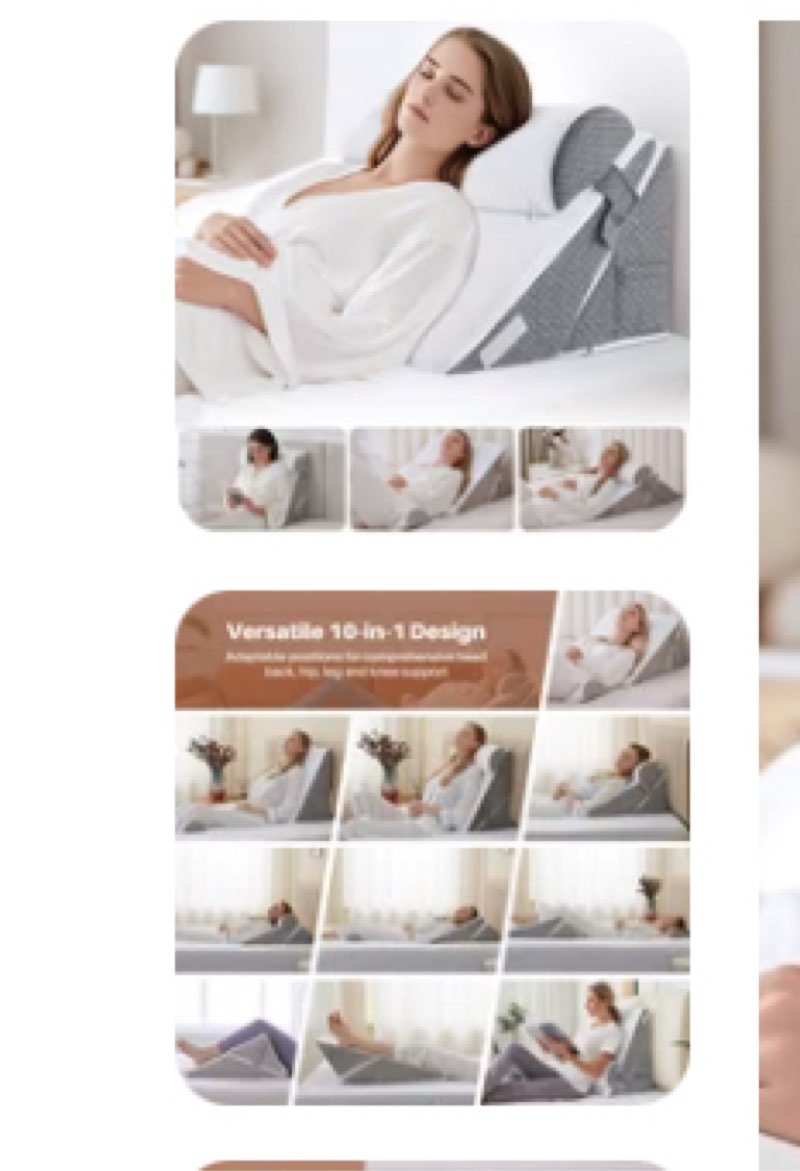 iHrat Wedge Pillow for Sleeping,Orthopedic Adjustable Memory Foam Bed Wedge Pillows Set for Acid Reflux,Leg Back Pain Relief & Reading Rest,Headboard with Neck Support & Gray Removable Pillowcase