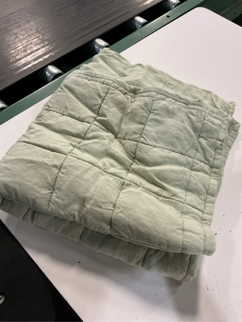 Condition photo showing Good Condition for european linen box quilted euro sham color: willowleaf zise 26x26