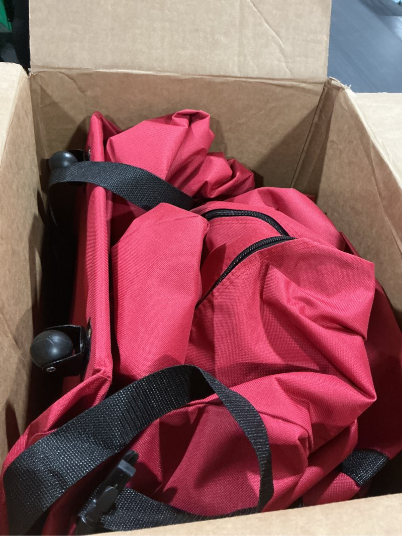 Condition photo showing As Is for Kesfitt Christmas Tree Storage Bag 9Ft, Rolling Christmas Tree Bag with Wheels, Christmas Tree Storage Box with Adjustable Straps Fits Artificial Tree, 600D Oxford Extra Large Heavy Duty, Dual Zippers Red