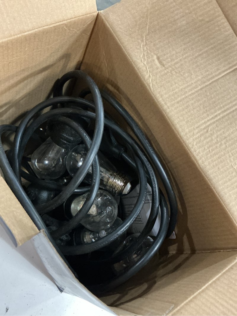Condition photo showing As Is for harbor breeze 24-ft plug-in black indoor/outdoor string light with 12 white -light led edison bulbs