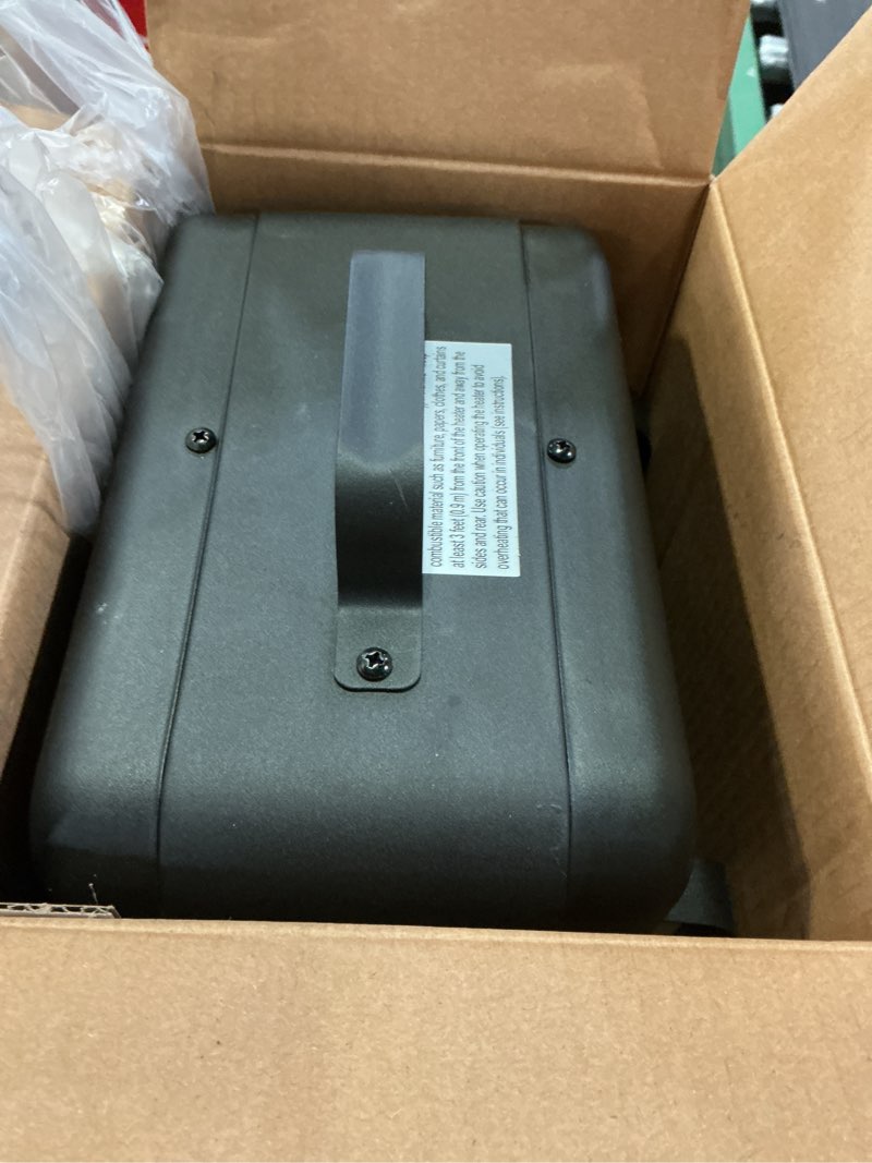 Condition photo showing As Is for Comfort Zone Electric Portable Milkhouse Style Utility Space Heater with Adjustable Thermostat, Overheat Protection, and Safety Tip-Over Switch, Ideal for Garage or Greenhouse, 1,500W, CZ798 Gray