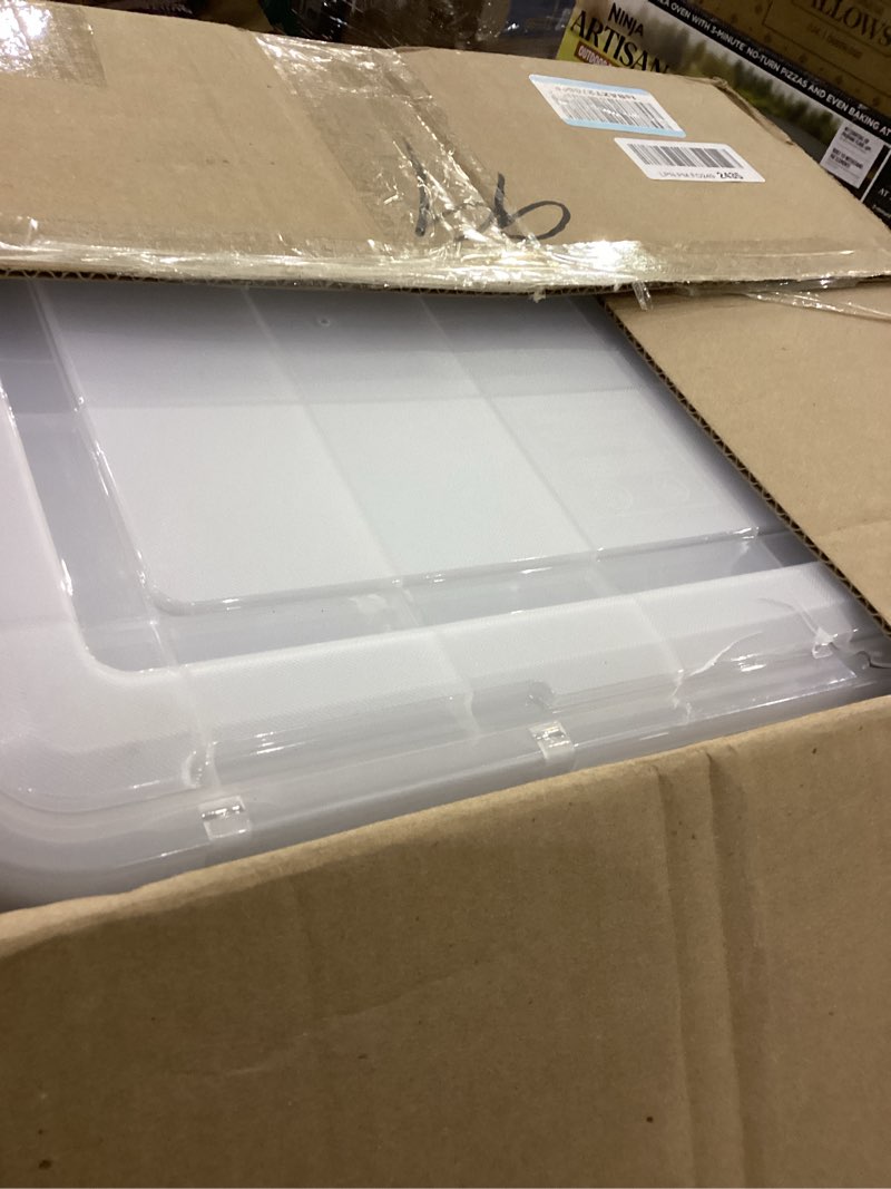 Condition photo showing Good Condition for IRIS USA WeatherPro 31 Qt Storage Bins with Lids, 6 Pack, BPA-Free Plastic Gasket Box with Tight Latch and Seal, Stackable Nestable Tote Tub - Clear/Black 31 Qt. - 6 Pack
