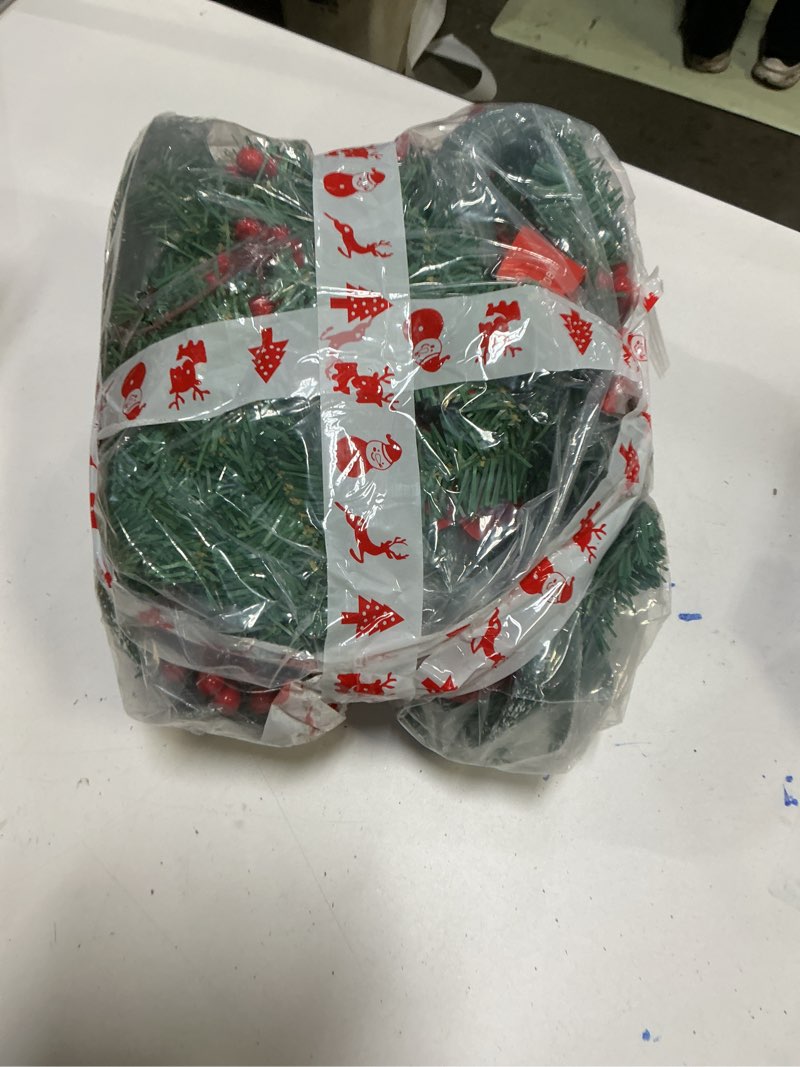 Condition photo showing Good Condition for Christmas Garland with Lights, 9FT Lighted Christmas Garland with 30 LED, Prelit Garland Battery Operated Garland Christmas Decorations for Stairs Railing Fireplace Mantle Front Door Porch Home 6#