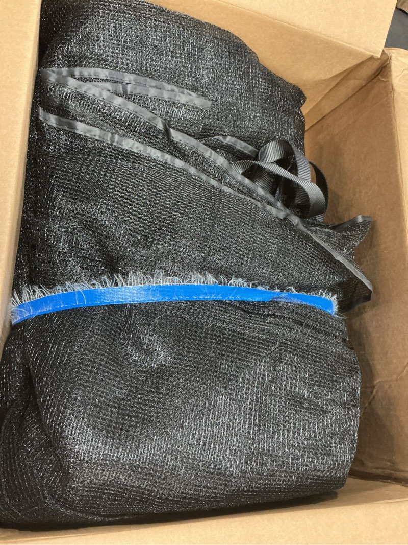 Condition photo showing As Is for trampoline replacement safety enclosure net for 6 straight poles round frame trampolines, breathable and weather-resistant trampoline net with adjustable straps (net only) 15ft frame