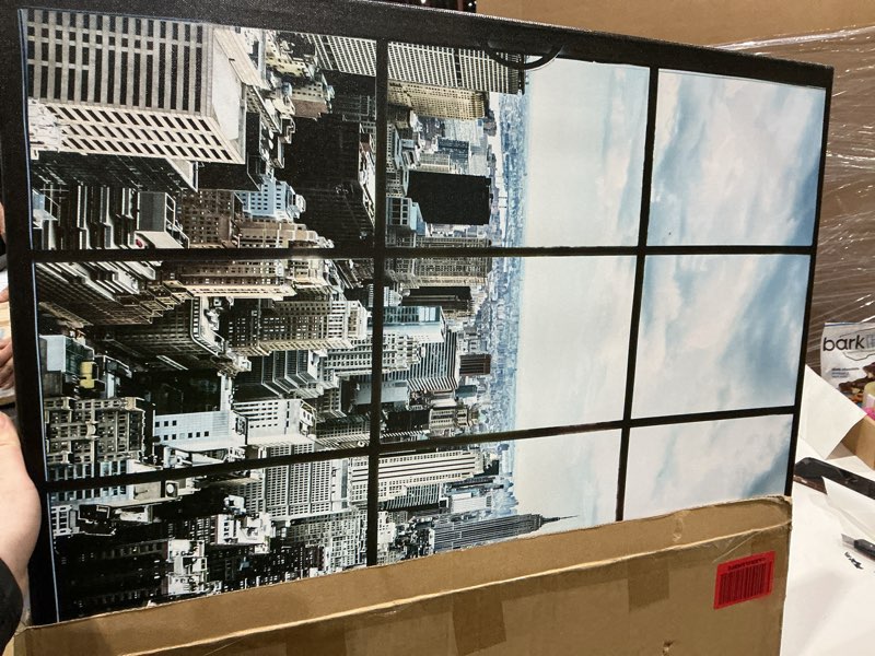 Condition photo showing Good Condition for levvarts - large manhattan new york city skyline canvas prints cityscape from window picture photography canvas art with inner wood frame modern home decoration 28"x40"