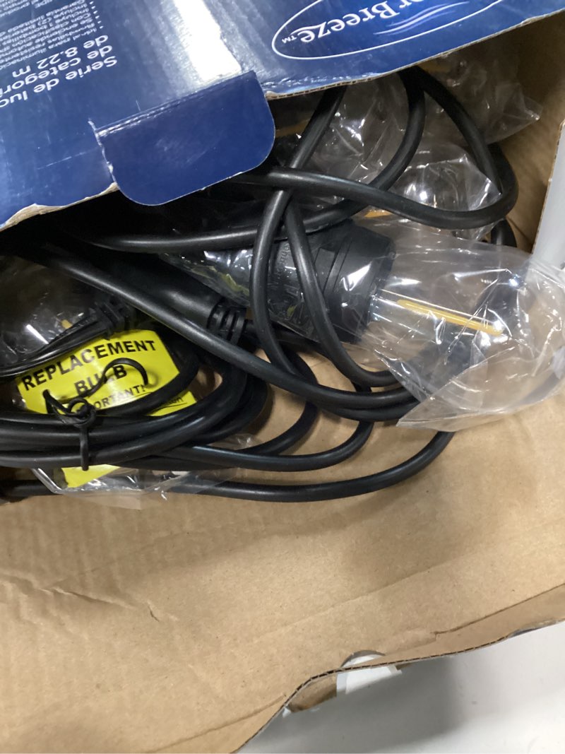 Condition photo showing Good Condition for harbor breeze 27-ft solar black indoor/outdoor string light with 10 white -light led edison bulbs