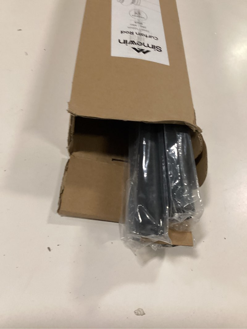 Condition photo showing Good Condition for Black Curtain Rods for Windows 28 to 48 Inches Adjustable Decorative 1 Inch Diameter Single Window Curtain Rod Set with Classic Finials, Black with Gold Finishing 28"-48" Black