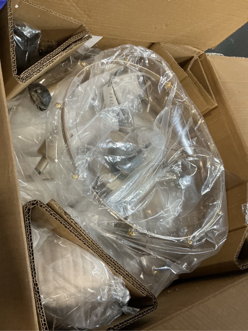Condition photo showing Good Condition for gold crystal fandelier ceiling fans with lights, 20" gold flower chandelier ceiling fan with light remote control, caged mid-century with 6 speeds for bedroom, nursery, living room clear