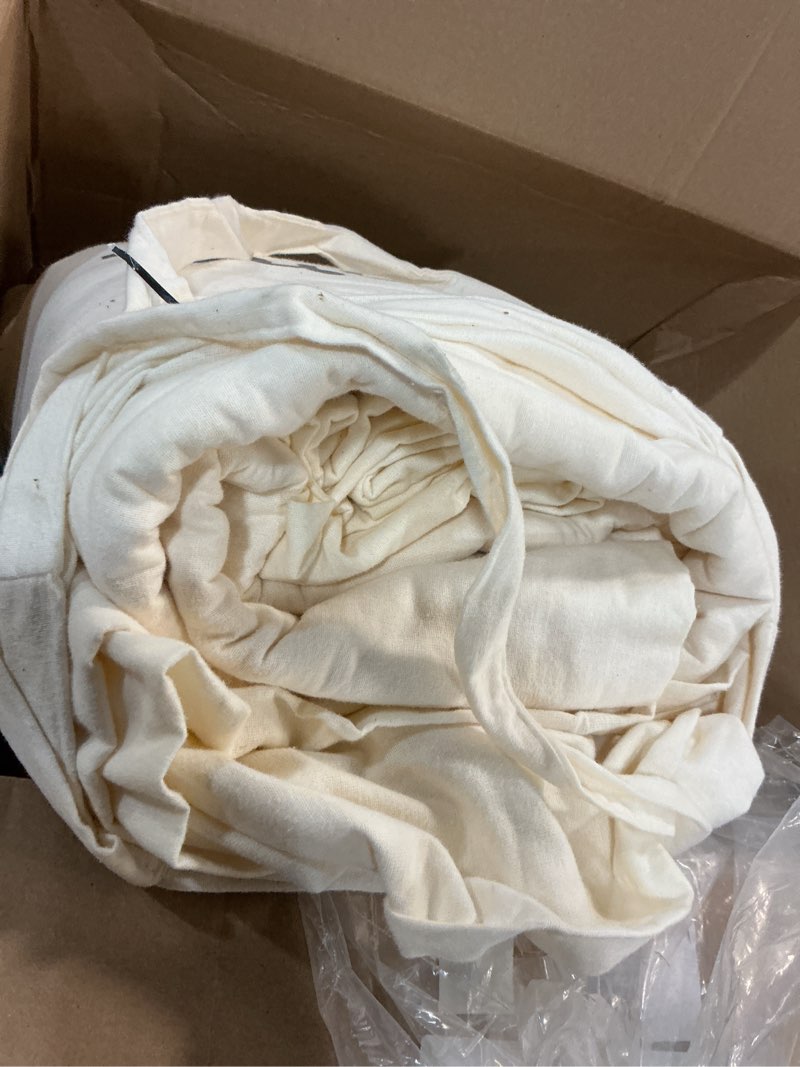 Condition photo showing As Is for Bare Home Flannel Sheet Set 100% Cotton, Velvety Soft Heavyweight - Double Brushed Flannel - Deep Pocket (King, Cream) King 08 - Cream